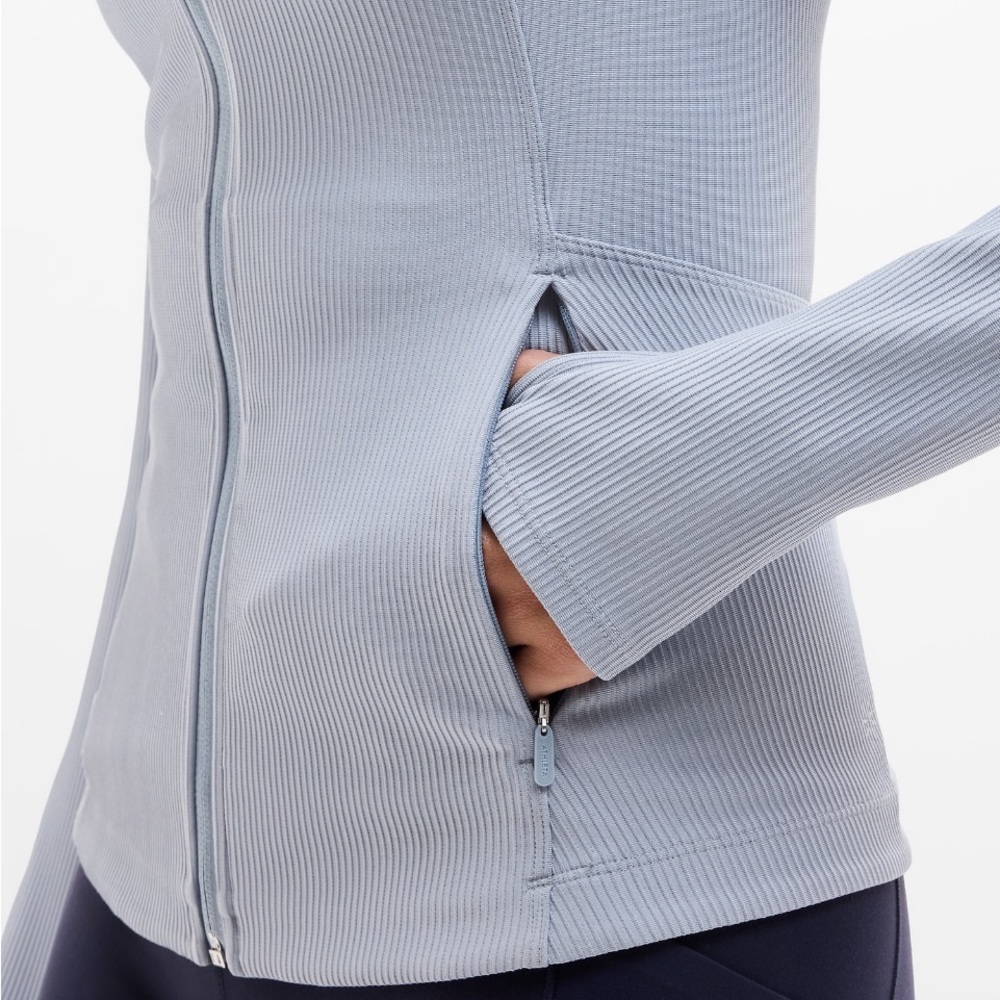 Athleta Salutation Ribbed Jacket 2.0-Blue Star-Size: XL NWT yoga travel active - Picture 4 of 6
